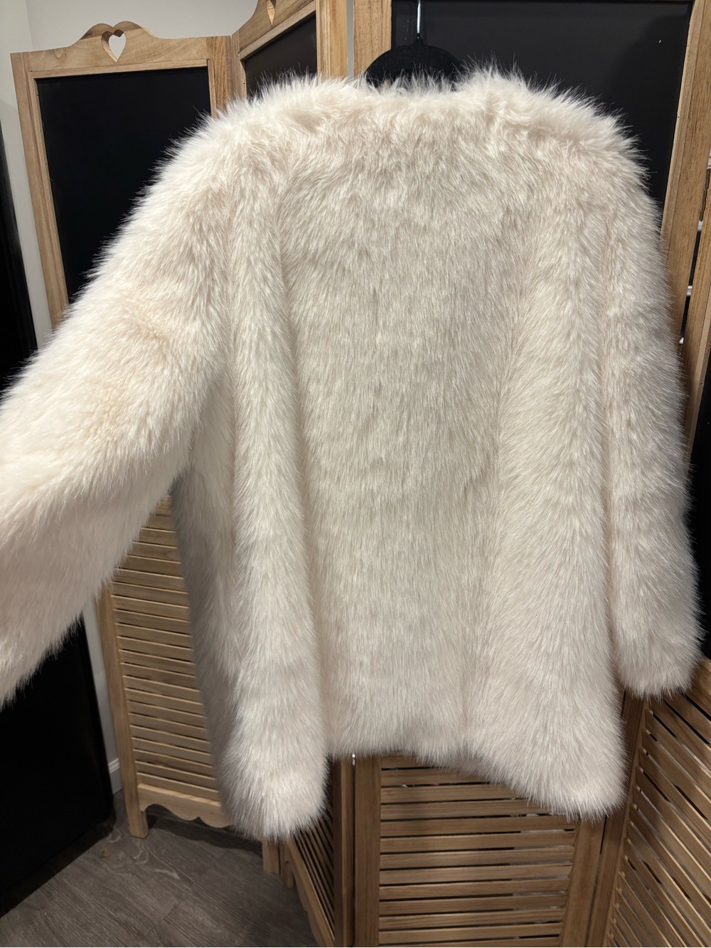Luxury Cream Faux Fur Teddy Jacket with Jeweled Closures - Picture 6 of 8